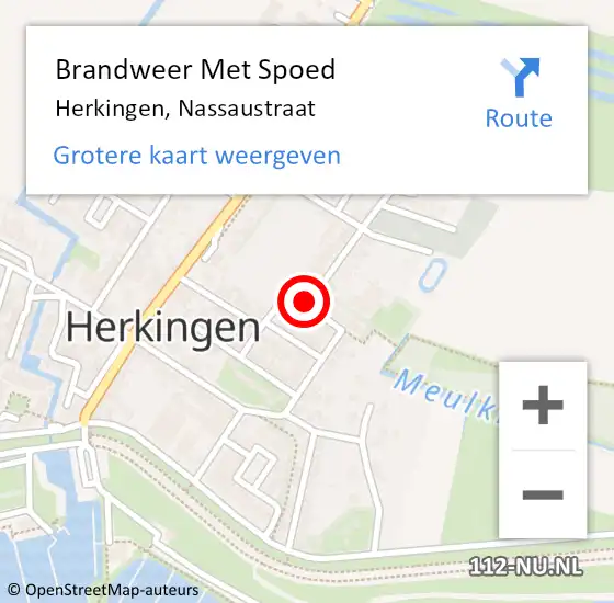 Locatie op kaart van de 112 melding: Brandweer Met Spoed Naar Herkingen, Nassaustraat op 10 november 2019 16:28