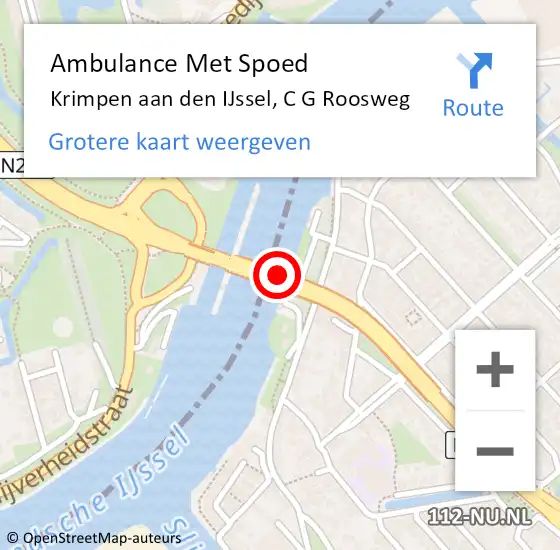 Locatie op kaart van de 112 melding: Ambulance Met Spoed Naar Krimpen aan den IJssel, C G Roosweg op 10 november 2019 16:33