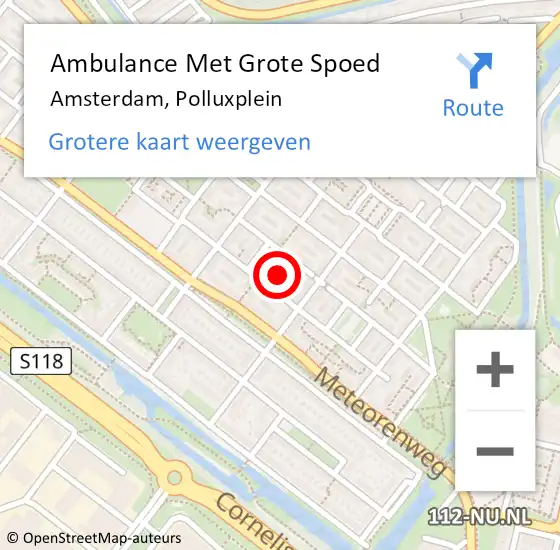 Locatie op kaart van de 112 melding: Ambulance Met Grote Spoed Naar Amsterdam, Polluxplein op 10 november 2019 16:41