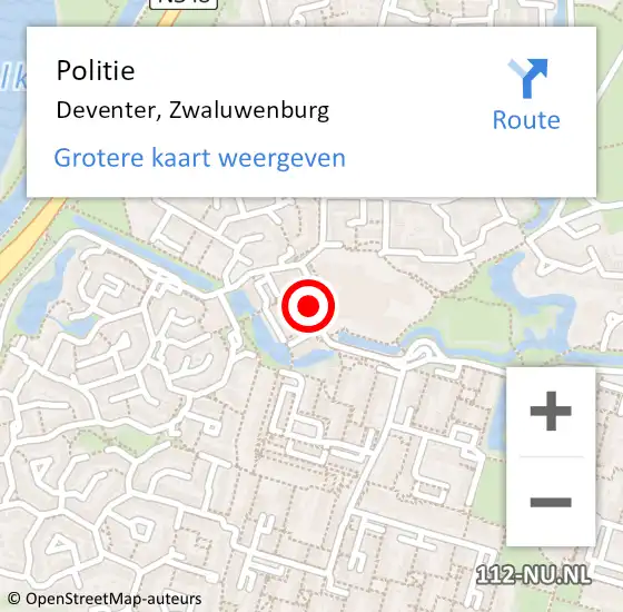 Locatie op kaart van de 112 melding: Politie Deventer, Zwaluwenburg op 10 november 2019 17:28