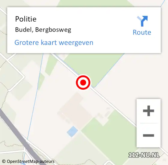 Locatie op kaart van de 112 melding: Politie Budel, Bergbosweg op 10 november 2019 18:21