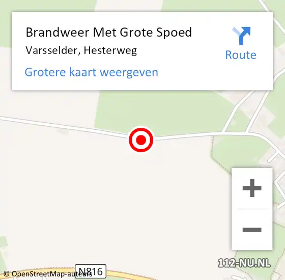 Locatie op kaart van de 112 melding: Brandweer Met Grote Spoed Naar Varsselder, Hesterweg op 10 november 2019 18:26