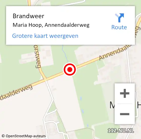 Locatie op kaart van de 112 melding: Brandweer Maria Hoop, Annendaalderweg op 10 november 2019 19:40