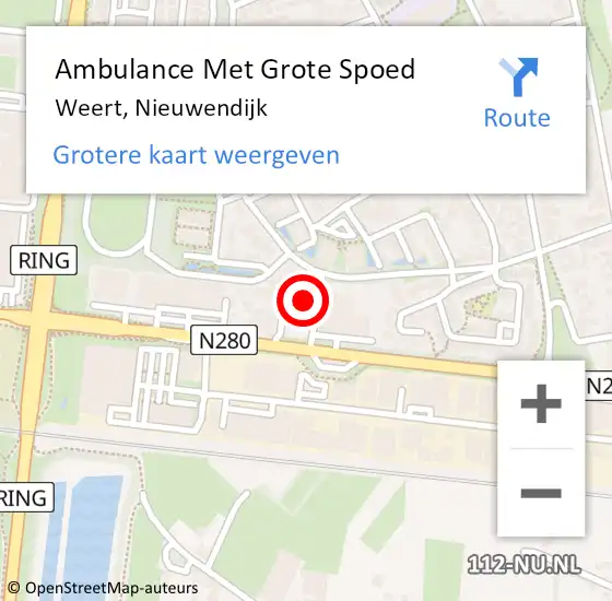 Locatie op kaart van de 112 melding: Ambulance Met Grote Spoed Naar Weert, Nieuwendijk op 19 april 2014 12:02