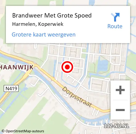 Locatie op kaart van de 112 melding: Brandweer Met Grote Spoed Naar Harmelen, Koperwiek op 10 november 2019 20:50