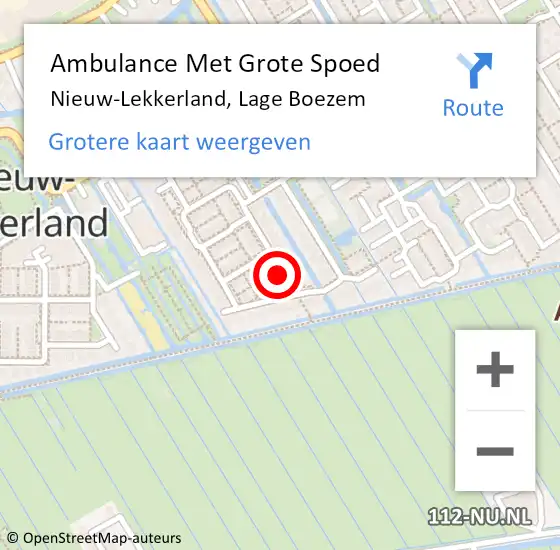 Locatie op kaart van de 112 melding: Ambulance Met Grote Spoed Naar Nieuw-Lekkerland, Lage Boezem op 10 november 2019 21:40