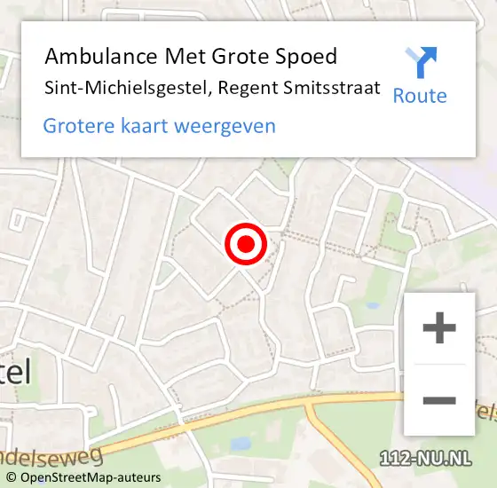 Locatie op kaart van de 112 melding: Ambulance Met Grote Spoed Naar Sint-Michielsgestel, Regent Smitsstraat op 10 november 2019 22:26