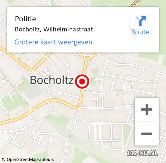 Locatie op kaart van de 112 melding: Politie Bocholtz, Wilhelminastraat op 10 november 2019 22:32