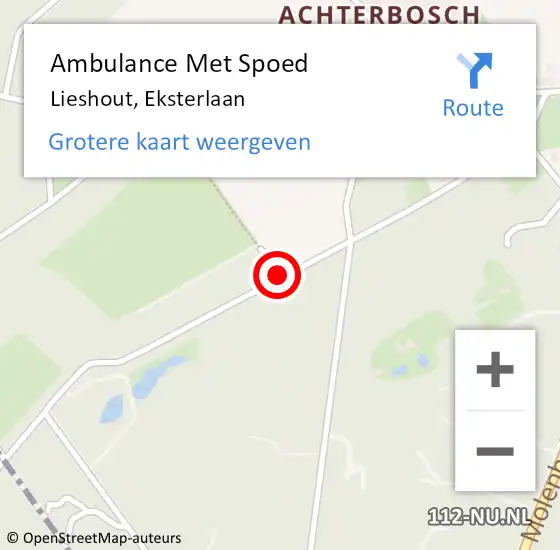 Locatie op kaart van de 112 melding: Ambulance Met Spoed Naar Lieshout, Eksterlaan op 10 november 2019 23:44