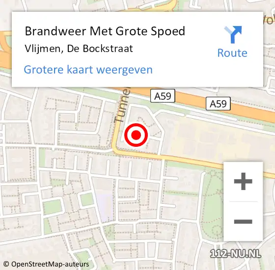 Locatie op kaart van de 112 melding: Brandweer Met Grote Spoed Naar Vlijmen, De Bockstraat op 11 november 2019 01:35