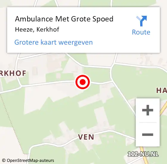 Locatie op kaart van de 112 melding: Ambulance Met Grote Spoed Naar Heeze, Kerkhof op 11 november 2019 02:15