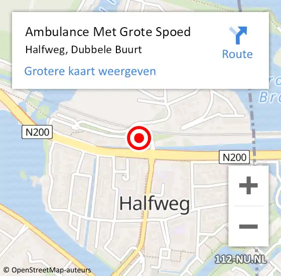 Locatie op kaart van de 112 melding: Ambulance Met Grote Spoed Naar Halfweg, Dubbele Buurt op 11 november 2019 04:06