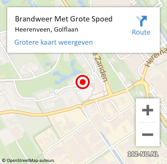 Locatie op kaart van de 112 melding: Brandweer Met Grote Spoed Naar Heerenveen, Golflaan op 11 november 2019 04:09