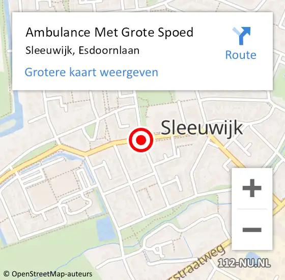 Locatie op kaart van de 112 melding: Ambulance Met Grote Spoed Naar Sleeuwijk, Esdoornlaan op 11 november 2019 07:47