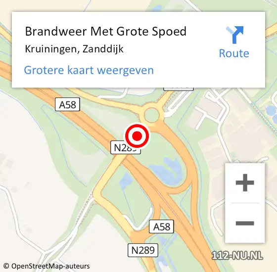 Locatie op kaart van de 112 melding: Brandweer Met Grote Spoed Naar Kruiningen, Zanddijk op 11 november 2019 08:00