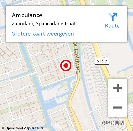 Locatie op kaart van de 112 melding: Ambulance Zaandam, Spaarndamstraat op 11 november 2019 08:09