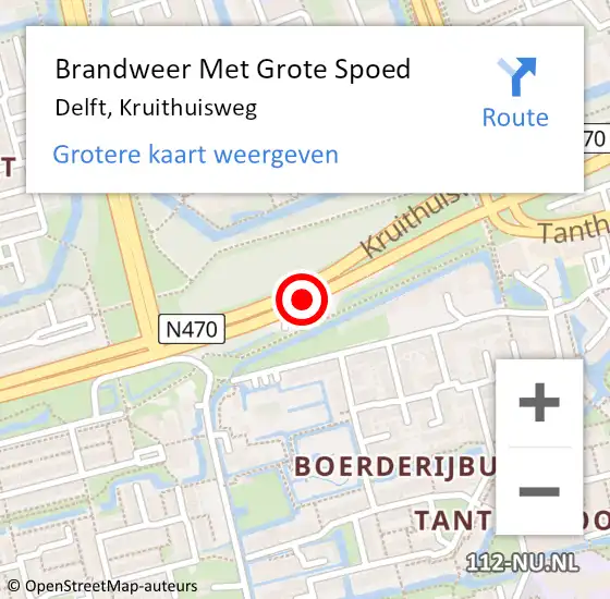 Locatie op kaart van de 112 melding: Brandweer Met Grote Spoed Naar Delft, Kruithuisweg op 11 november 2019 10:13