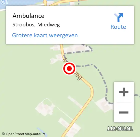 Locatie op kaart van de 112 melding: Ambulance Stroobos, Miedweg op 11 november 2019 13:02