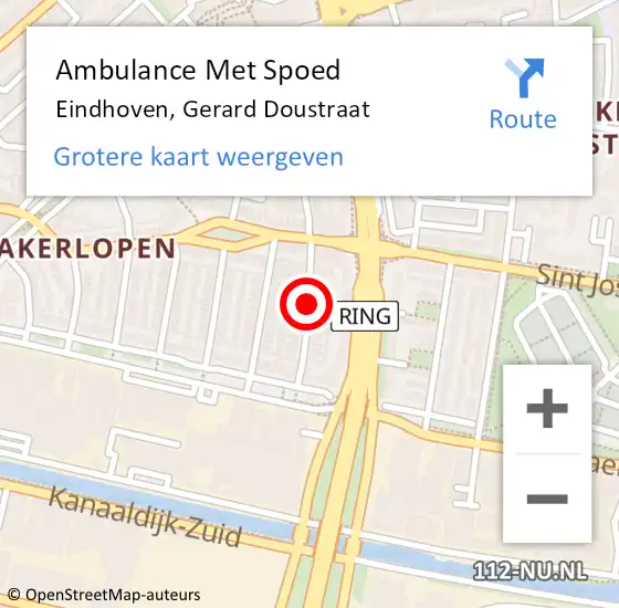 Locatie op kaart van de 112 melding: Ambulance Met Spoed Naar Eindhoven, Gerard Doustraat op 11 november 2019 13:48