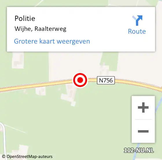 Locatie op kaart van de 112 melding: Politie Wijhe, Raalterweg op 11 november 2019 14:31