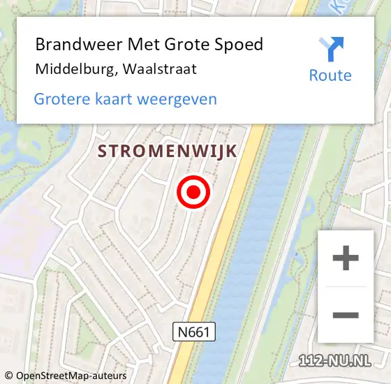 Locatie op kaart van de 112 melding: Brandweer Met Grote Spoed Naar Middelburg, Waalstraat op 11 november 2019 16:19