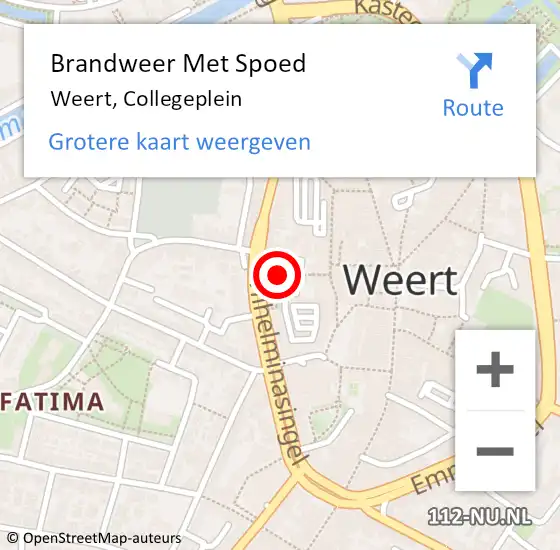 Locatie op kaart van de 112 melding: Brandweer Met Spoed Naar Weert, Collegeplein op 11 november 2019 16:56