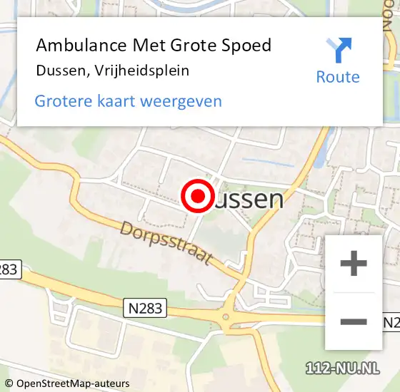 Locatie op kaart van de 112 melding: Ambulance Met Grote Spoed Naar Dussen, Vrijheidsplein op 11 november 2019 17:09