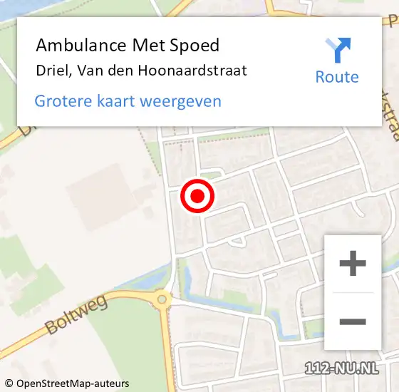 Locatie op kaart van de 112 melding: Ambulance Met Spoed Naar Driel, Van den Hoonaardstraat op 11 november 2019 17:35