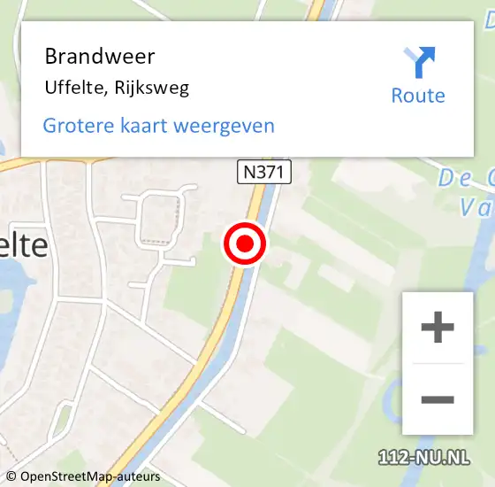 Locatie op kaart van de 112 melding: Brandweer Uffelte, Rijksweg op 11 november 2019 19:13