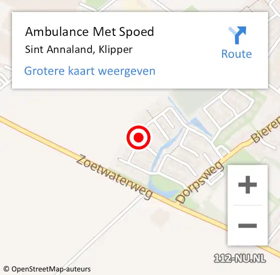 Locatie op kaart van de 112 melding: Ambulance Met Spoed Naar Sint Annaland, Klipper op 11 november 2019 19:29