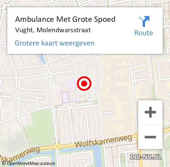 Locatie op kaart van de 112 melding: Ambulance Met Grote Spoed Naar Vught, Molendwarsstraat op 11 november 2019 20:05