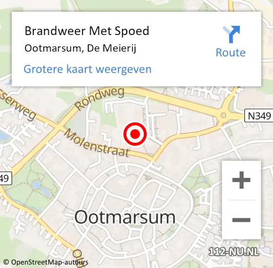 Locatie op kaart van de 112 melding: Brandweer Met Spoed Naar Ootmarsum, De Meierij op 11 november 2019 22:20