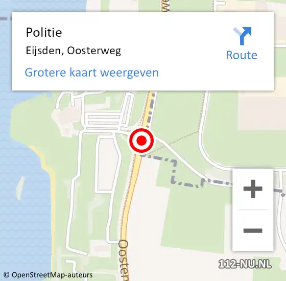 Locatie op kaart van de 112 melding: Politie Eijsden, Oosterweg op 11 november 2019 22:41