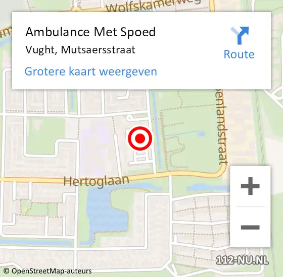 Locatie op kaart van de 112 melding: Ambulance Met Spoed Naar Vught, Mutsaersstraat op 12 november 2019 02:26