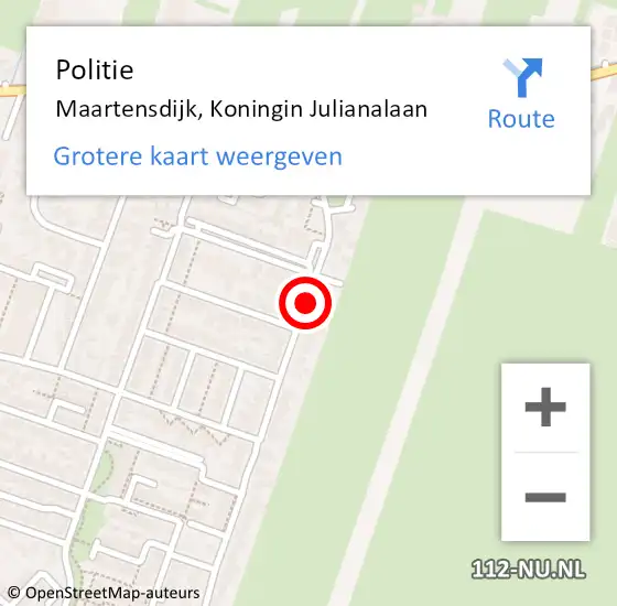 Locatie op kaart van de 112 melding: Politie Maartensdijk, Koningin Julianalaan op 12 november 2019 02:44