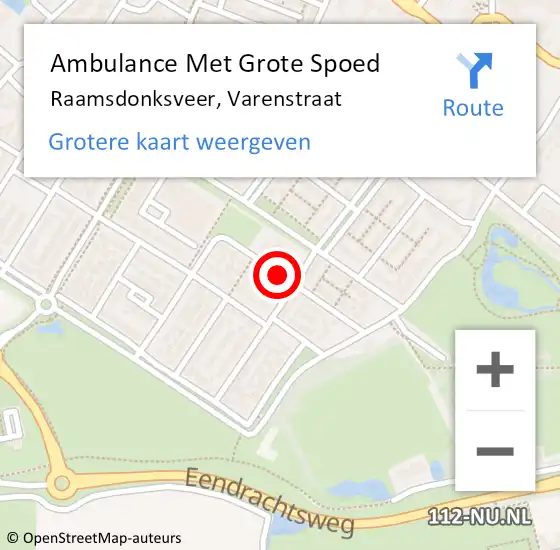 Locatie op kaart van de 112 melding: Ambulance Met Grote Spoed Naar Raamsdonksveer, Varenstraat op 12 november 2019 03:46