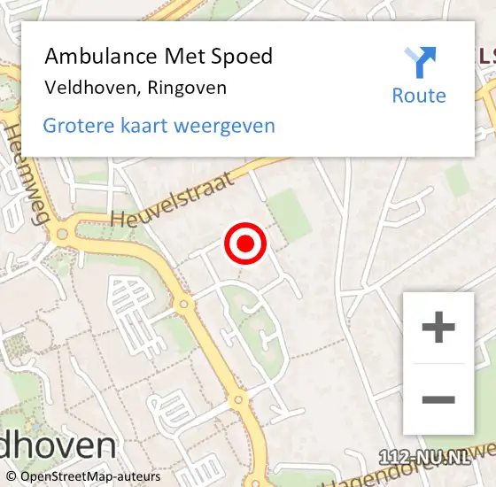 Locatie op kaart van de 112 melding: Ambulance Met Spoed Naar Veldhoven, Ringoven op 12 november 2019 05:08