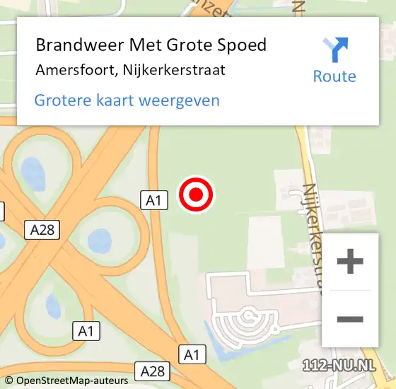 Locatie op kaart van de 112 melding: Brandweer Met Grote Spoed Naar Amersfoort, Nijkerkerstraat op 12 november 2019 06:59
