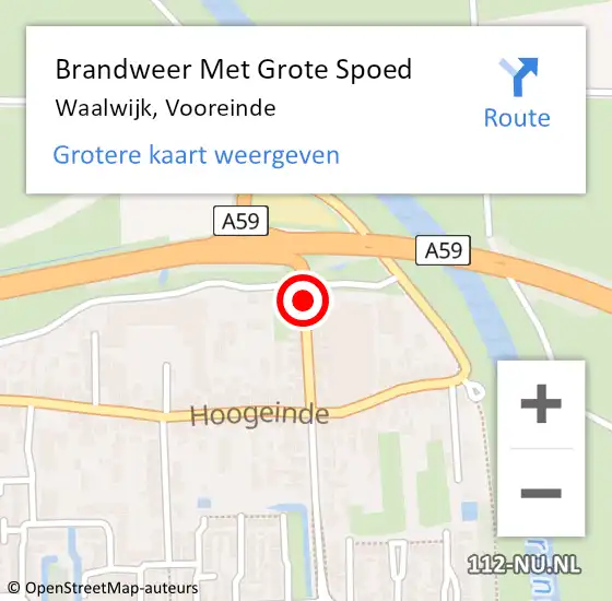 Locatie op kaart van de 112 melding: Brandweer Met Grote Spoed Naar Waalwijk, Vooreinde op 12 november 2019 08:15