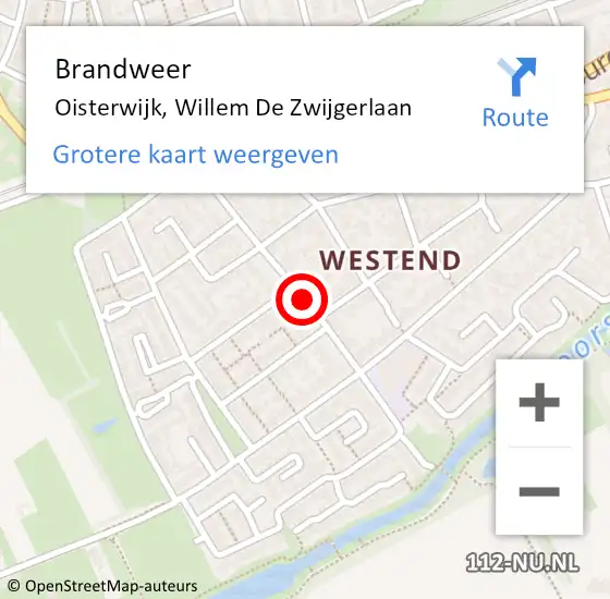 Locatie op kaart van de 112 melding: Brandweer Oisterwijk, Willem De Zwijgerlaan op 12 november 2019 09:17