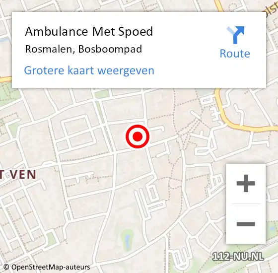 Locatie op kaart van de 112 melding: Ambulance Met Spoed Naar Rosmalen, Bosboompad op 12 november 2019 09:18