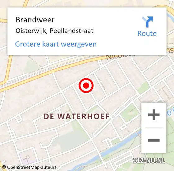 Locatie op kaart van de 112 melding: Brandweer Oisterwijk, Peellandstraat op 12 november 2019 09:20