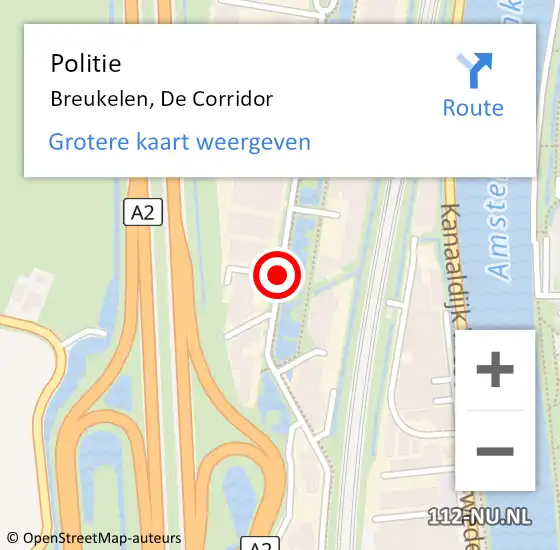 Locatie op kaart van de 112 melding: Politie Breukelen, De Corridor op 12 november 2019 09:37