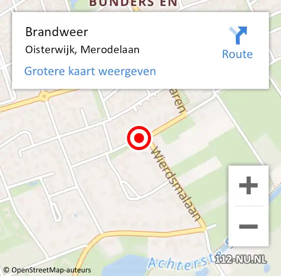 Locatie op kaart van de 112 melding: Brandweer Oisterwijk, Merodelaan op 12 november 2019 09:40