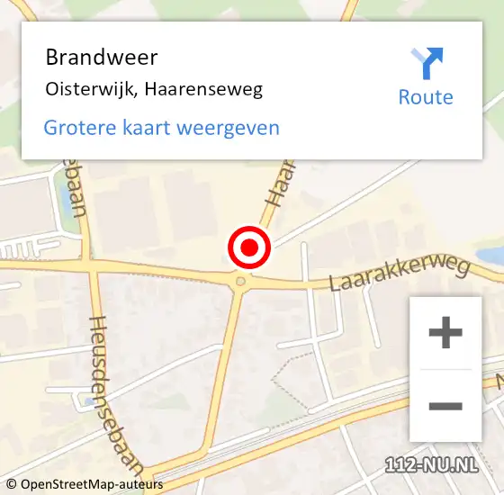 Locatie op kaart van de 112 melding: Brandweer Oisterwijk, Haarenseweg op 12 november 2019 09:42