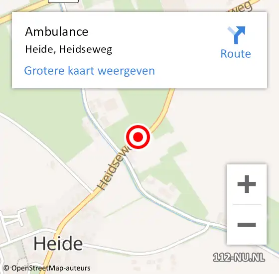 Locatie op kaart van de 112 melding: Ambulance Heide, Heidseweg op 12 november 2019 09:59