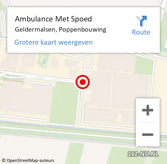 Locatie op kaart van de 112 melding: Ambulance Met Spoed Naar Geldermalsen, Poppenbouwing op 12 november 2019 10:04