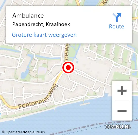 Locatie op kaart van de 112 melding: Ambulance Papendrecht, Kraaihoek op 12 november 2019 10:25