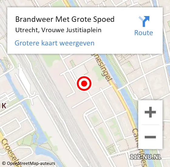 Locatie op kaart van de 112 melding: Brandweer Met Grote Spoed Naar Utrecht, Vrouwe Justitiaplein op 12 november 2019 10:46