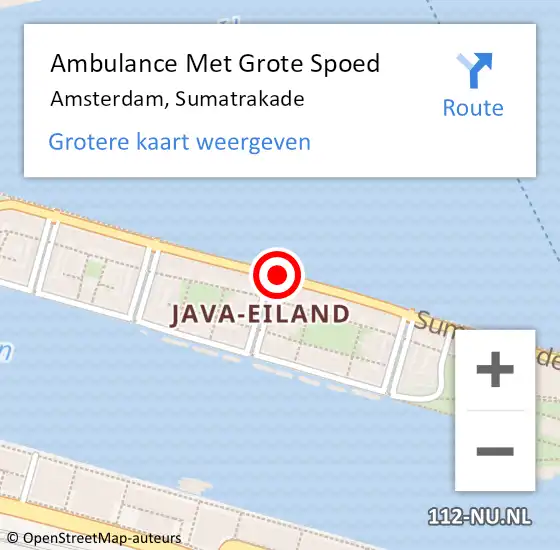 Locatie op kaart van de 112 melding: Ambulance Met Grote Spoed Naar Amsterdam, Sumatrakade op 12 november 2019 12:42